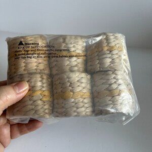 NEW Wicker Ratan Napkin Ring Holders 6 Piece Bohemian Cottagecore Neutral Decor